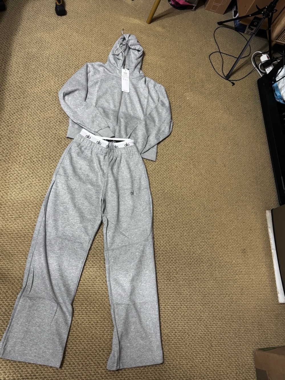 & Other Stories Gray Track Pants - Wide Leg Joggers - Picture 3 of 4